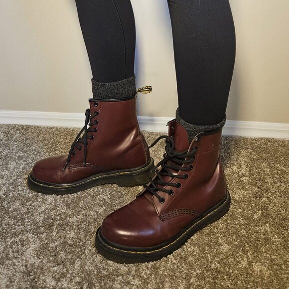 Dr. Martens 1460 Smooth Leather Lace-Up Boots in Cherry Red, Women’s US 7 - Picture 11 of 12